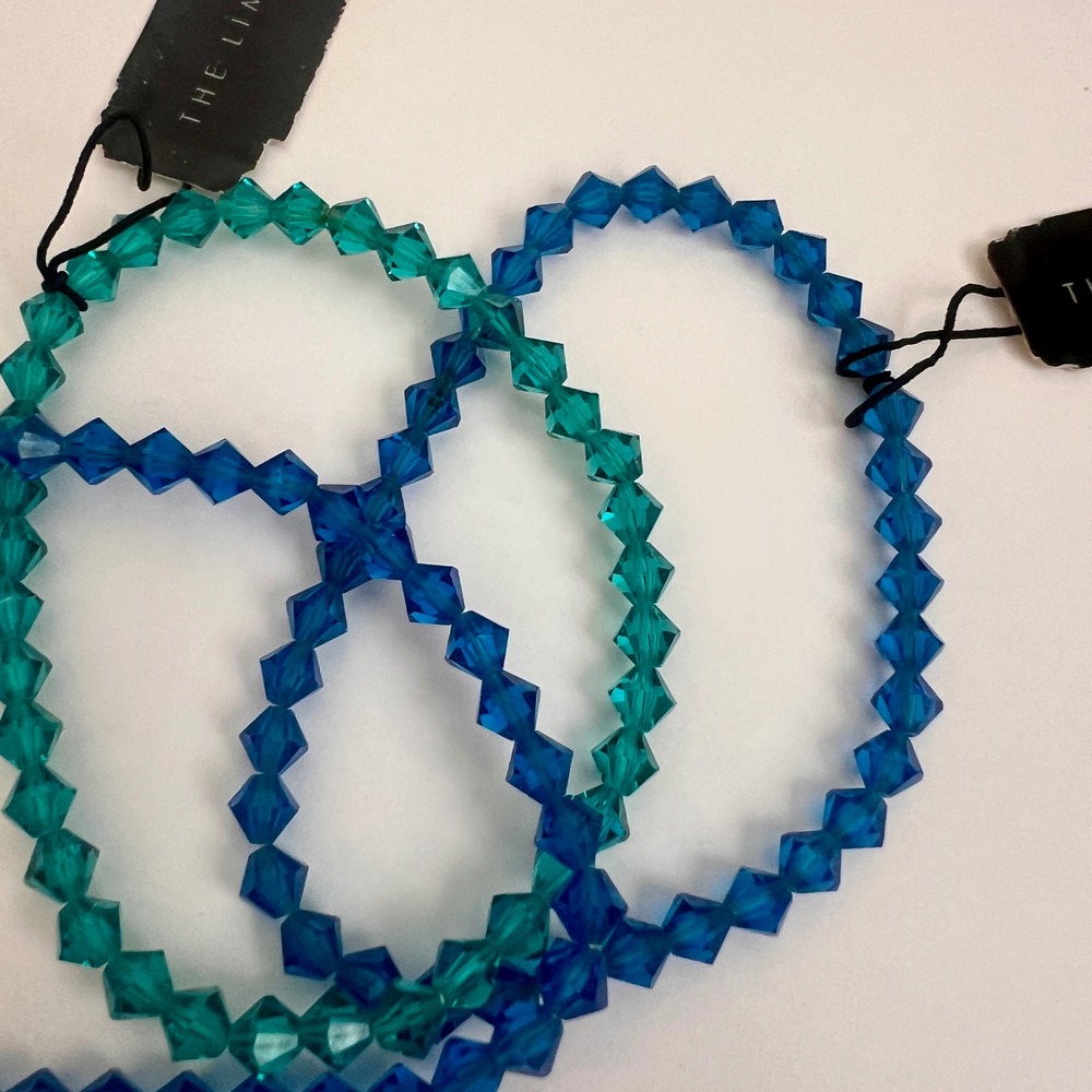 NWT The Limited Crystal Like Sparkly Bead Bracelet Set - Blue & Green - Picture 7 of 10